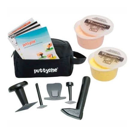 Fabrication Enterprises Puttycise TheraPutty Economy Set, 5 Tools, 2 x 1 lb. Putties, Easy (Tan and Yellow) 347256